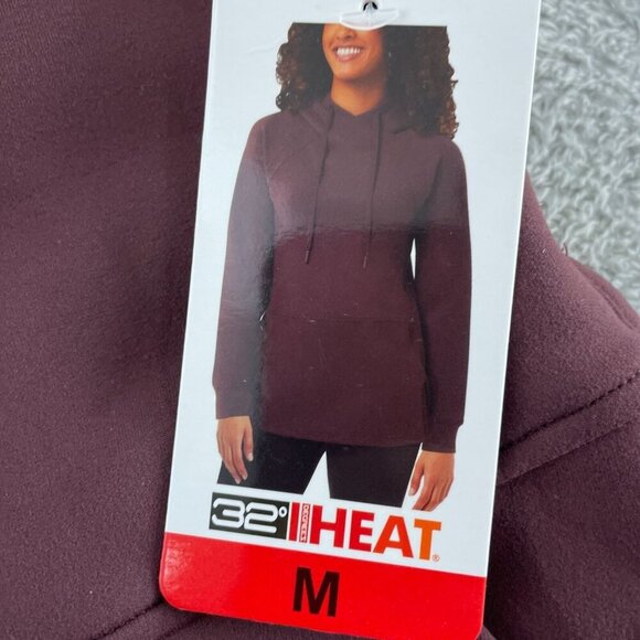 32° Heat Womens Burgundy Hoodie M Polyester/Spandex Blend NWT 3670 - Picture 3 of 9